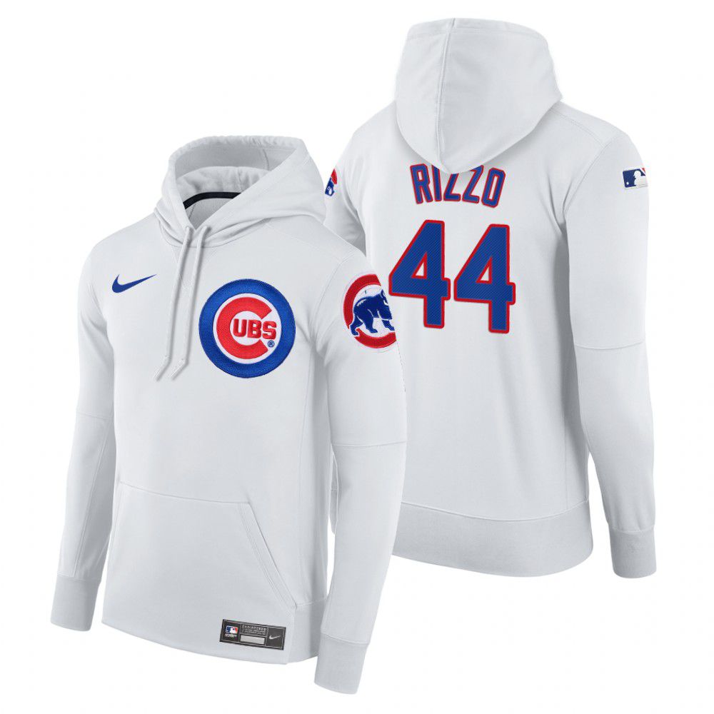 Men Chicago Cubs #44 Rizzo white home hoodie 2021 MLB Nike Jerseys